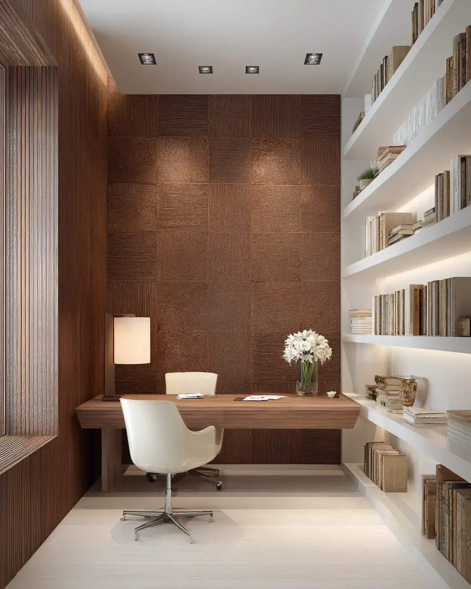 Chocolate Brown Modern Home Office Decor Ideas