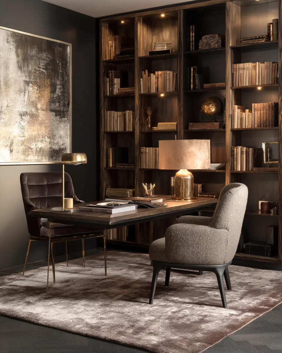 Chocolate Brown Modern Home Office Decor Ideas