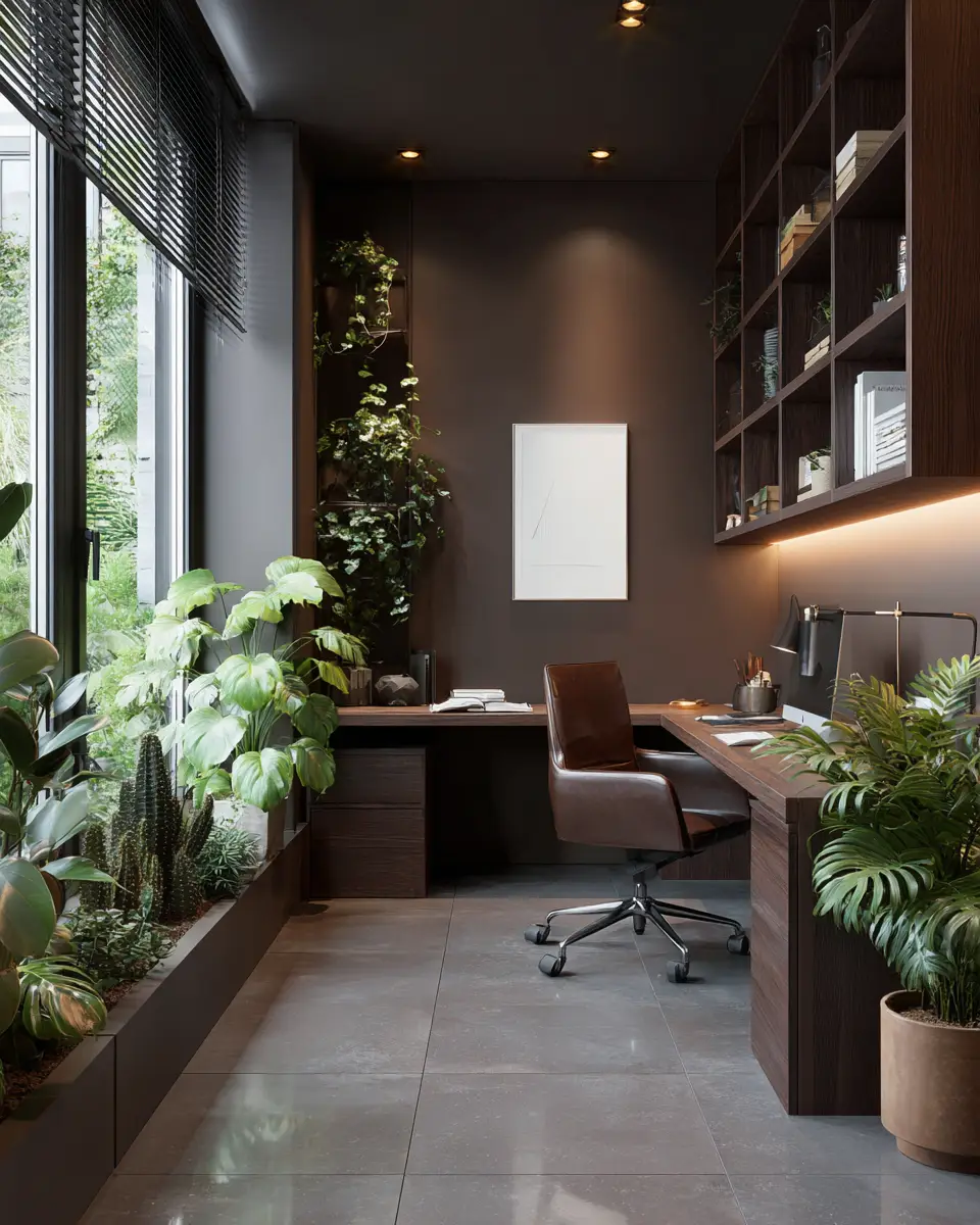 Chocolate Brown Modern Home Office Decor Ideas