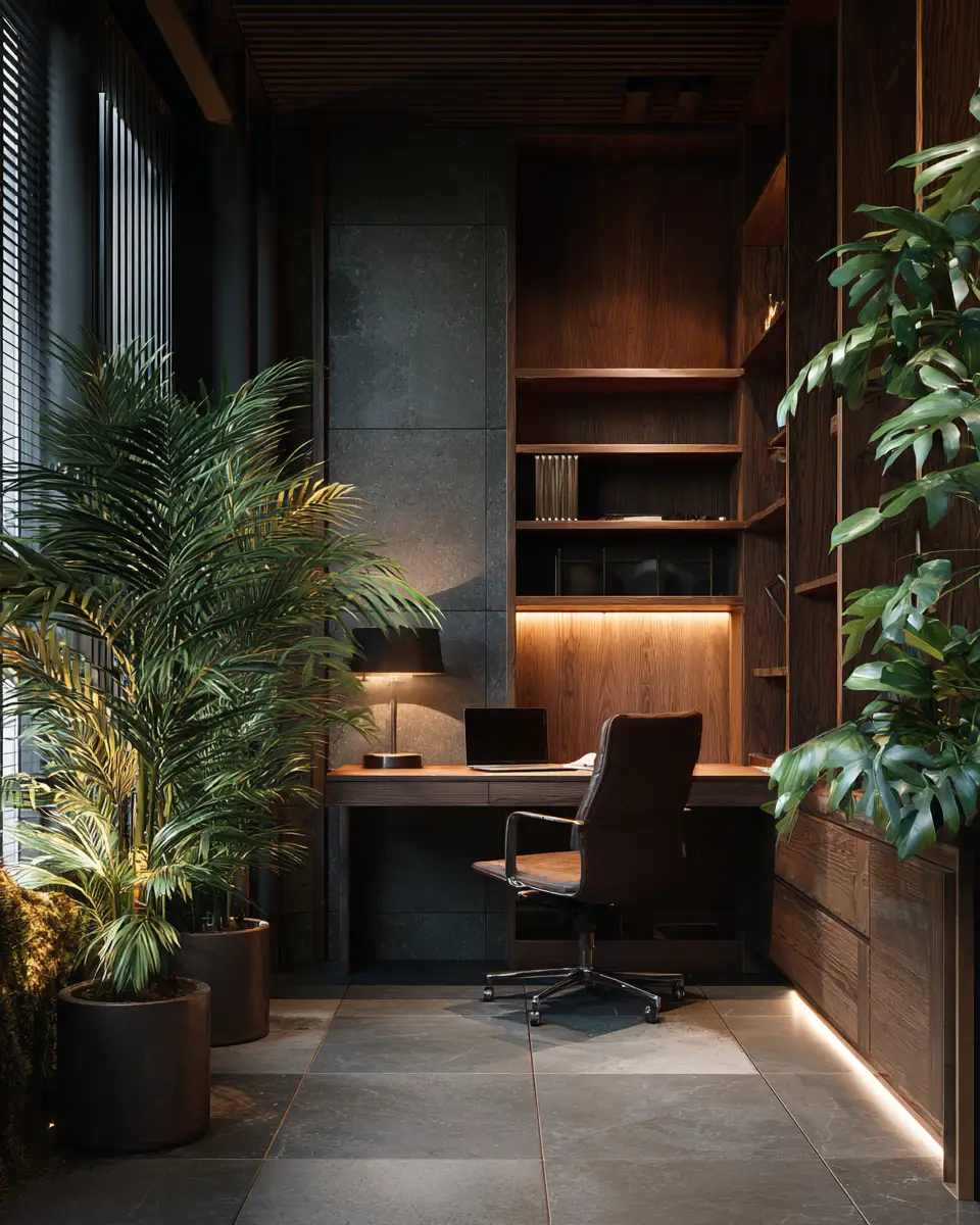 Chocolate Brown Modern Home Office Decor Ideas