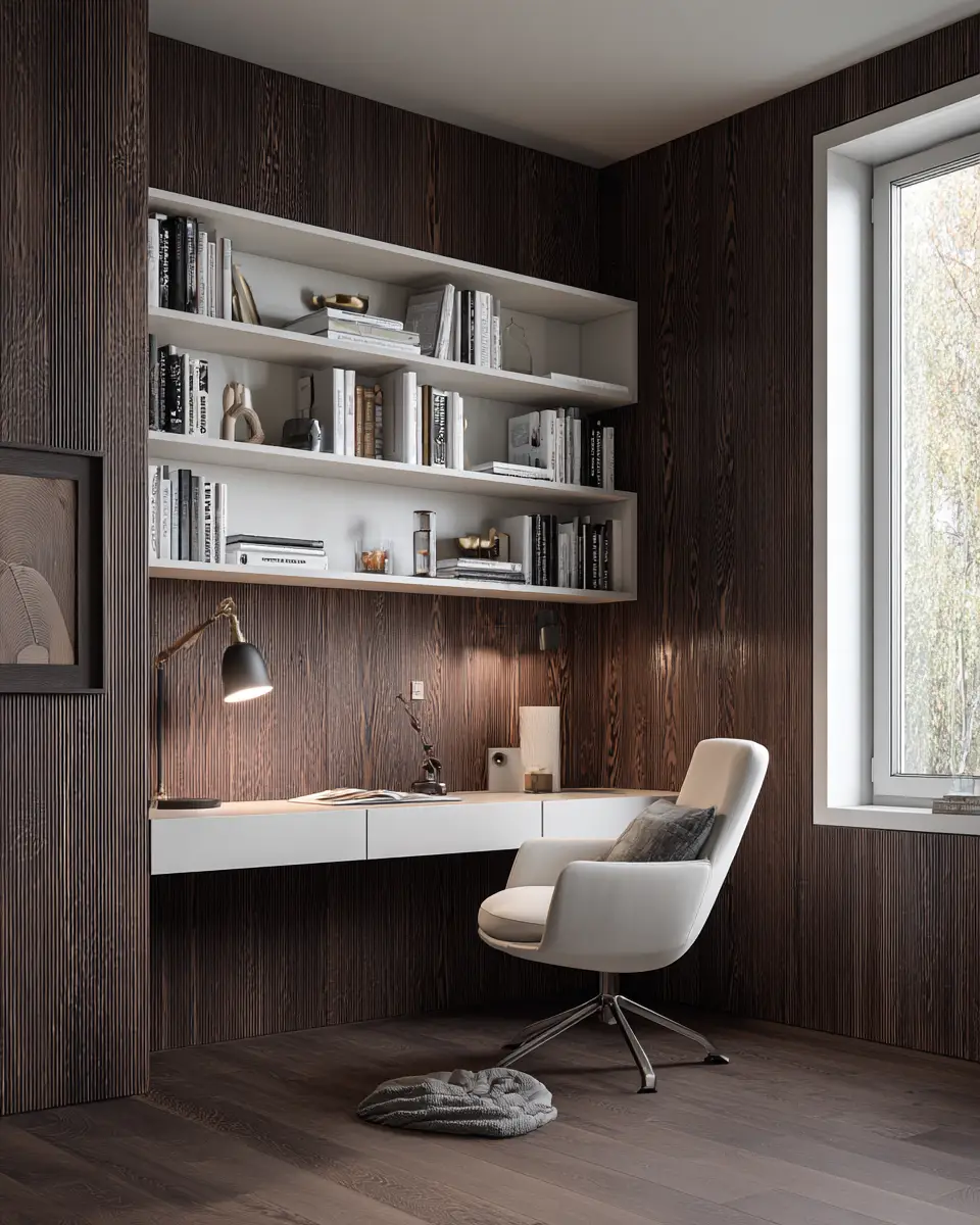Chocolate Brown Modern Home Office Decor Ideas