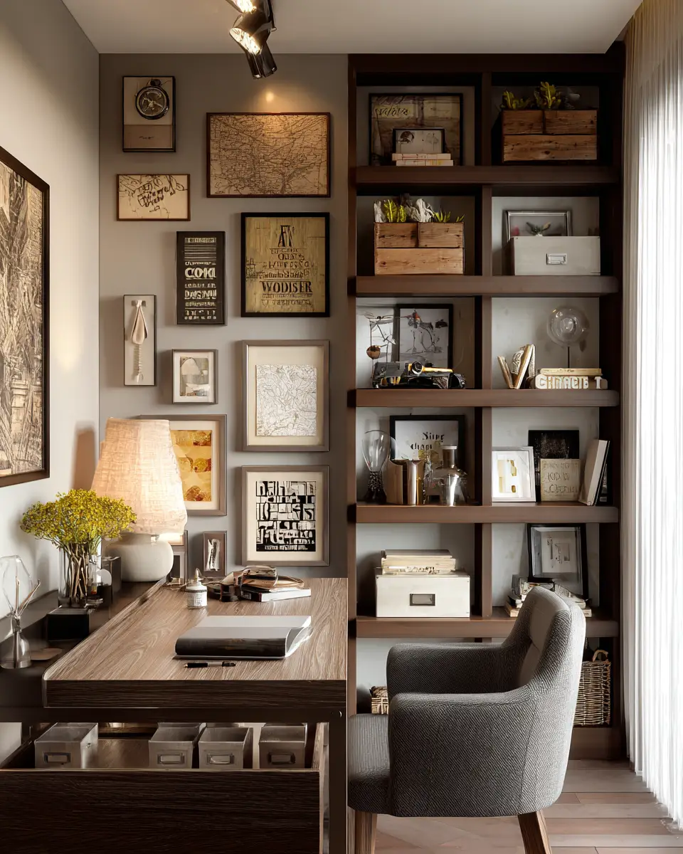 Chocolate Brown Modern Home Office Decor Ideas