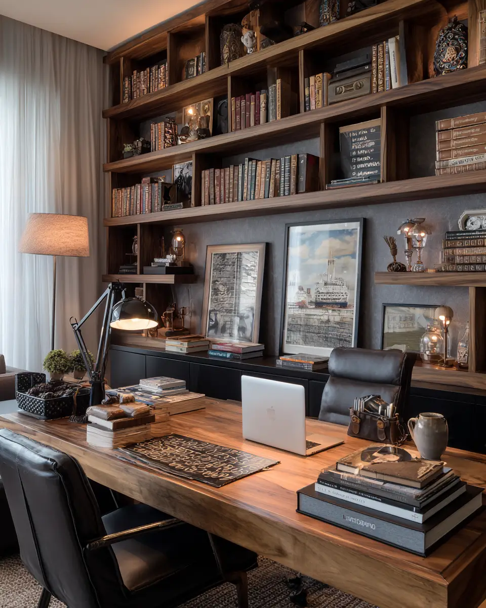 Chocolate Brown Modern Home Office Decor Ideas