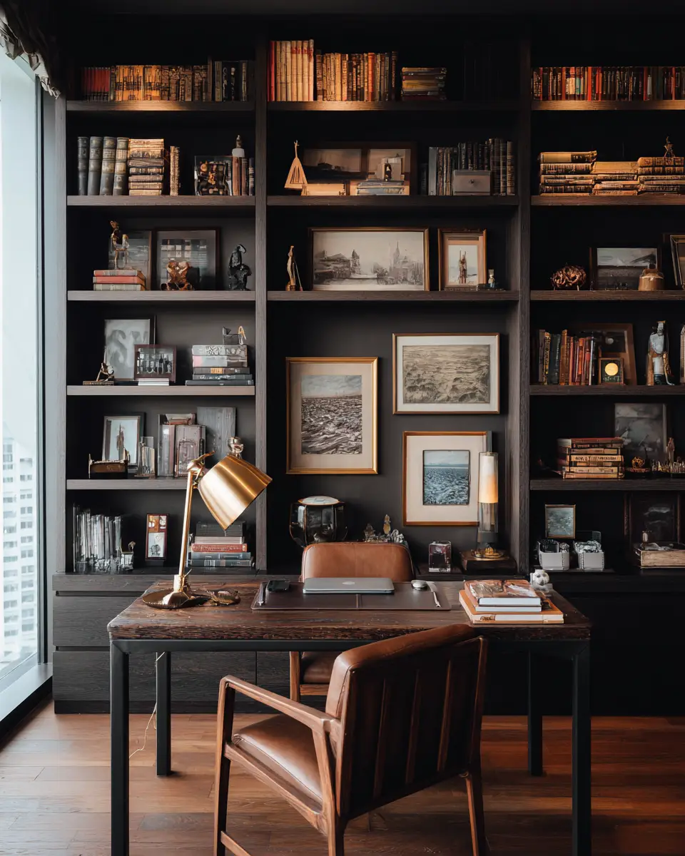 Chocolate Brown Modern Home Office Decor Ideas