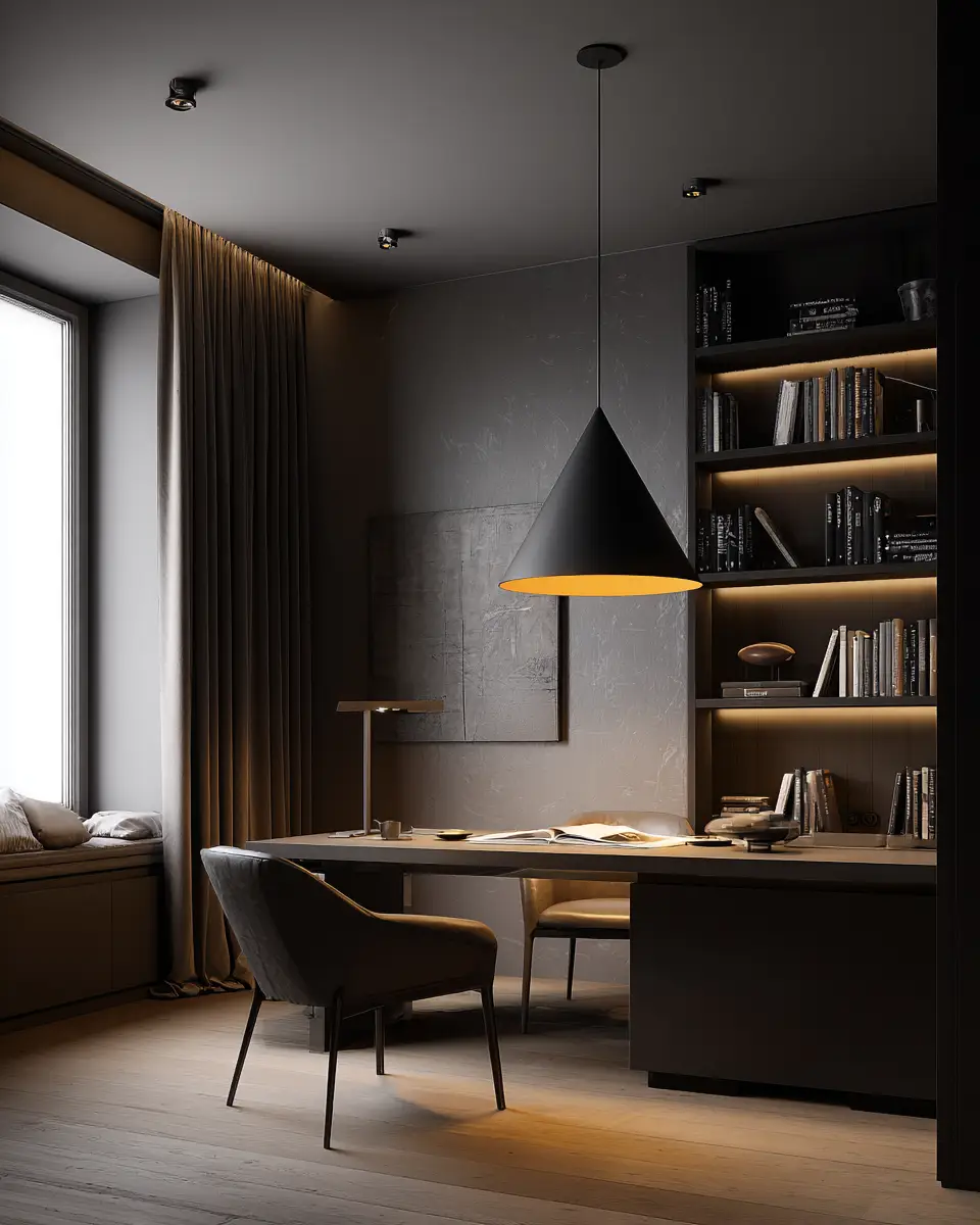 Chocolate Brown Modern Home Office Decor Ideas