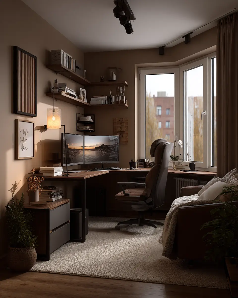 Chocolate Brown Modern Home Office Decor Ideas