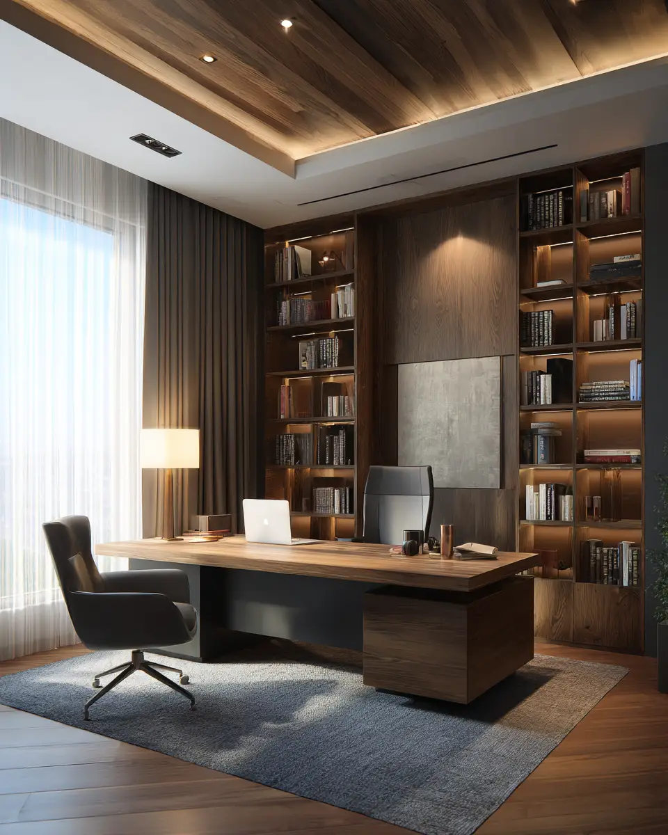 Chocolate Brown Modern Home Office Decor Ideas