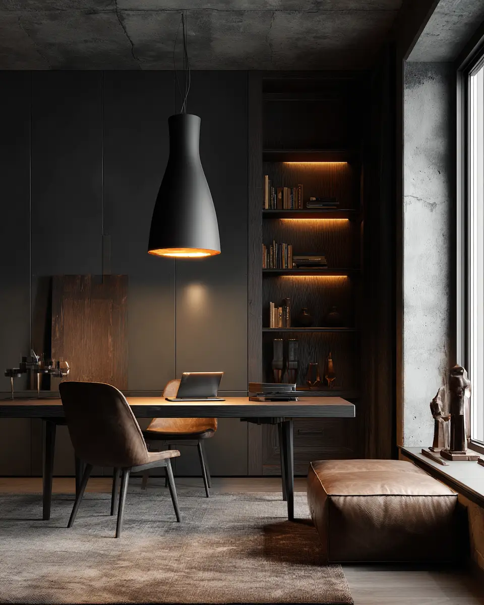 Chocolate Brown Modern Home Office Decor Ideas