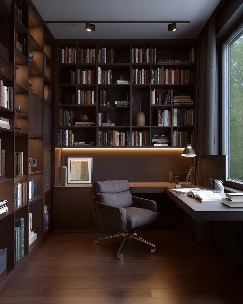 Chocolate Brown Modern Home Office Decor Ideas