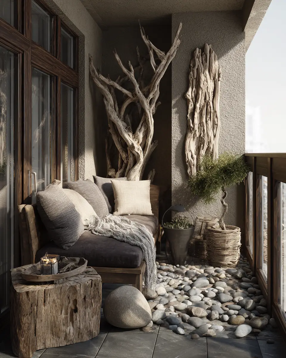 Chocolate Brown Rustic Balcony Decor Ideas