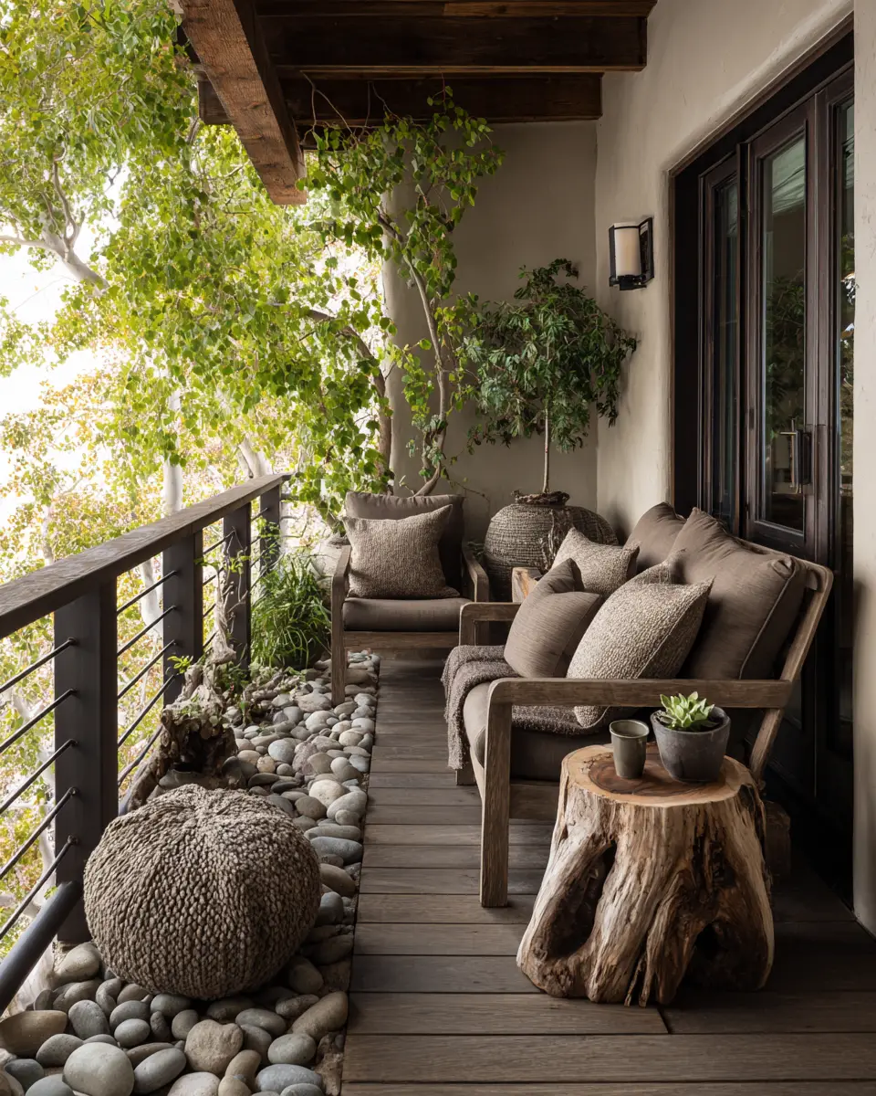 Chocolate Brown Rustic Balcony Decor Ideas