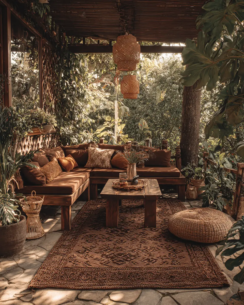 Chocolate Brown Rustic Balcony Decor Ideas