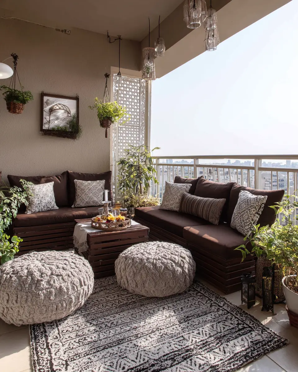 Chocolate Brown Rustic Balcony Decor Ideas