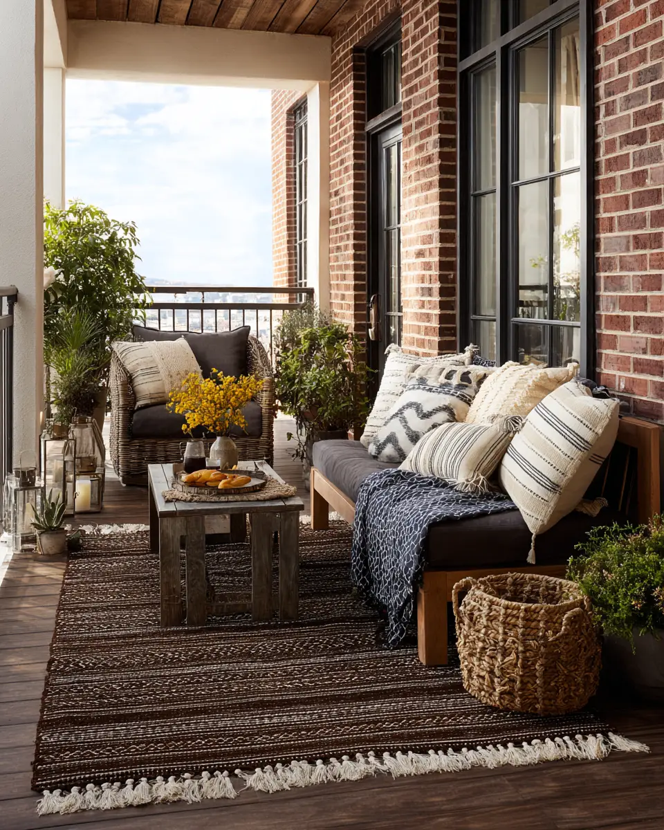 Chocolate Brown Rustic Balcony Decor Ideas