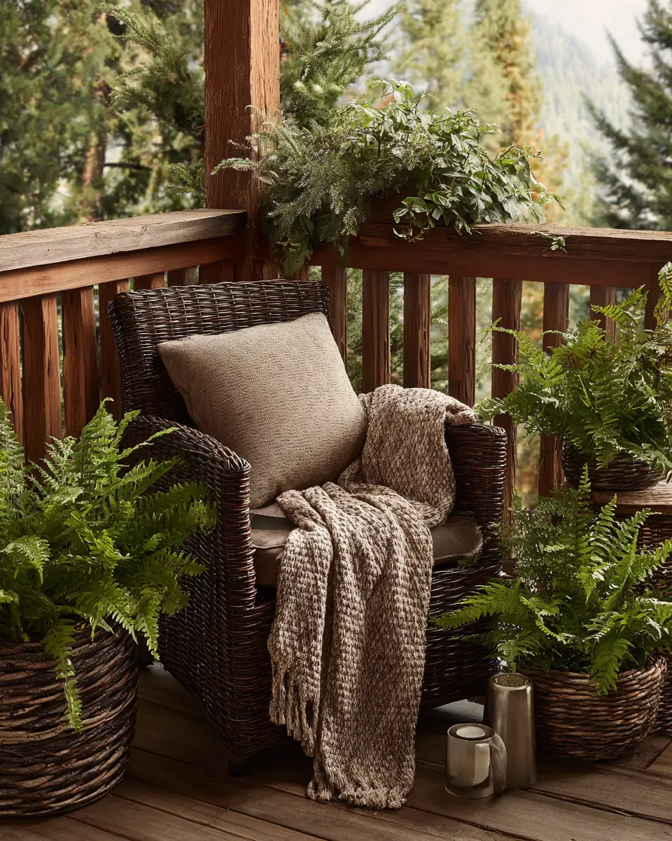 Chocolate Brown Rustic Balcony Decor Ideas