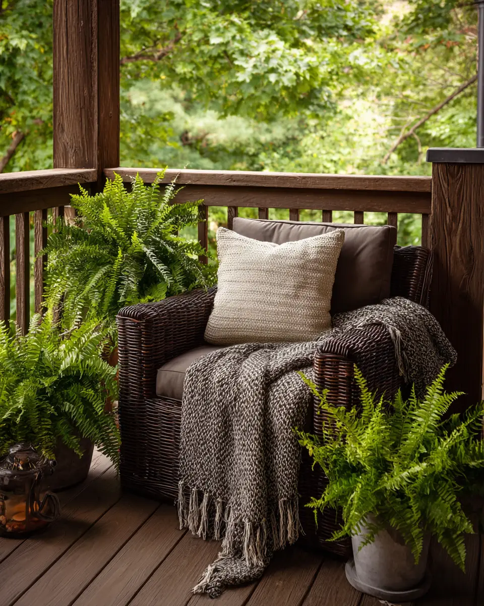 Chocolate Brown Rustic Balcony Decor Ideas