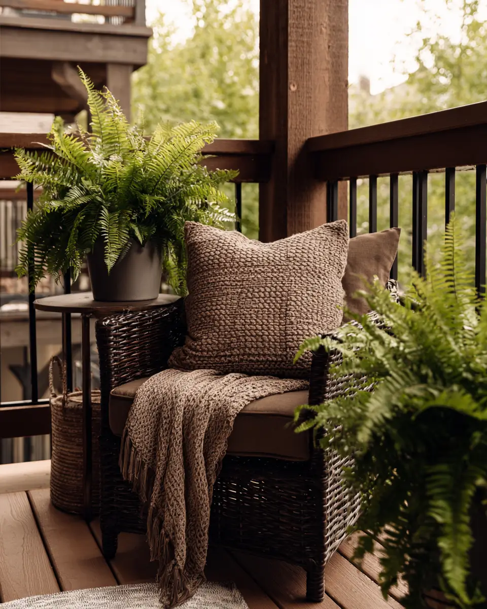 Chocolate Brown Rustic Balcony Decor Ideas