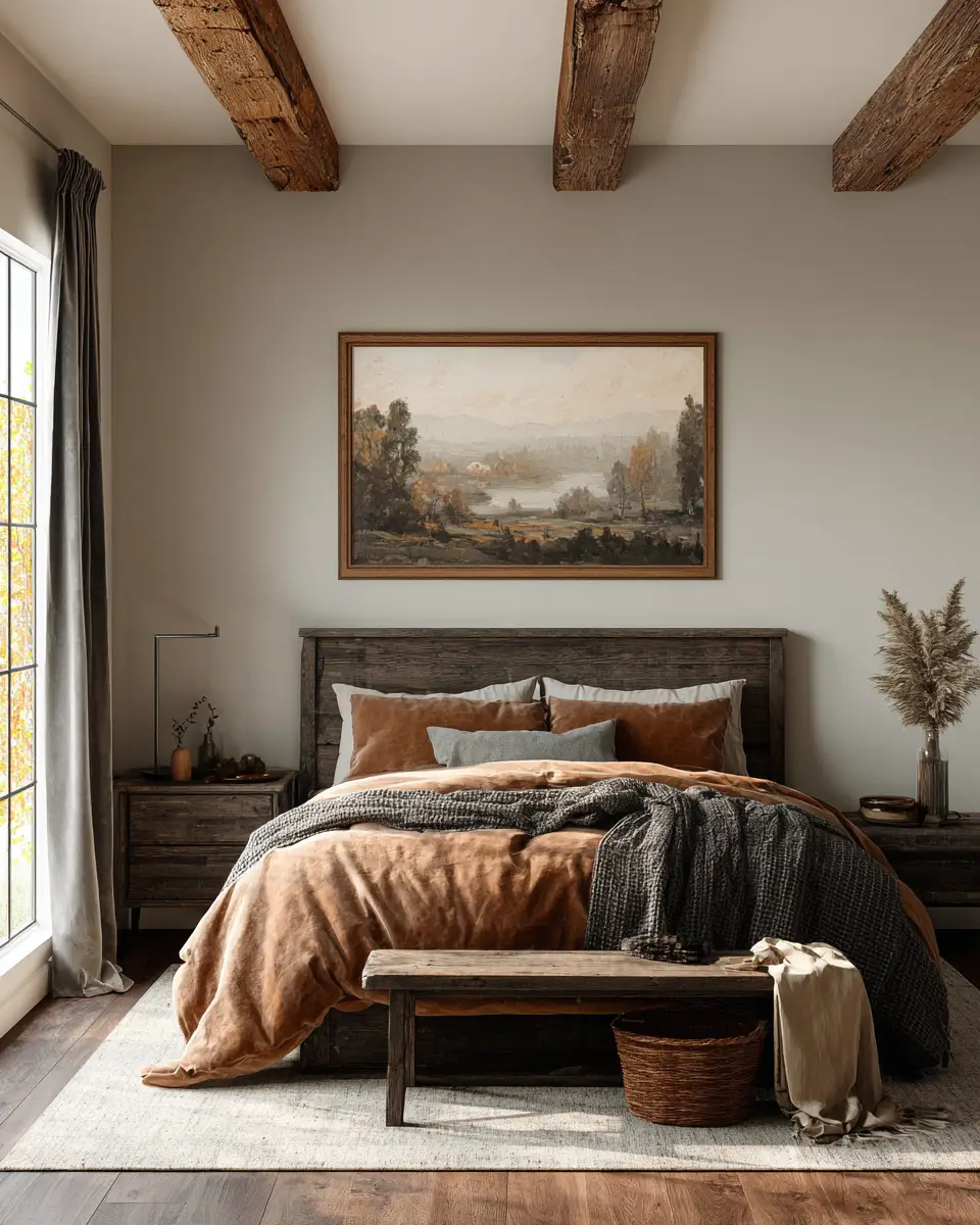 Chocolate Brown Rustic Bedroom Decor Ideas