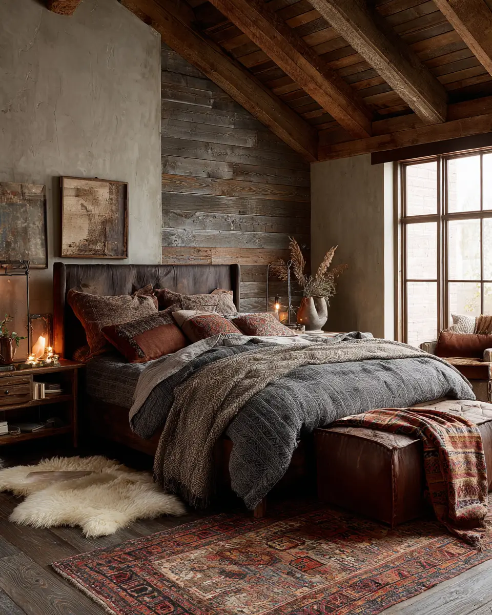Chocolate Brown Rustic Bedroom Decor Ideas