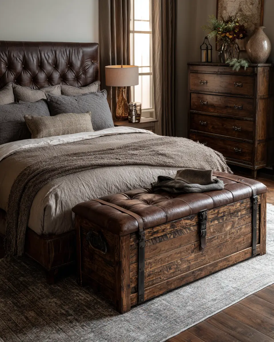 Chocolate Brown Rustic Bedroom Decor Ideas