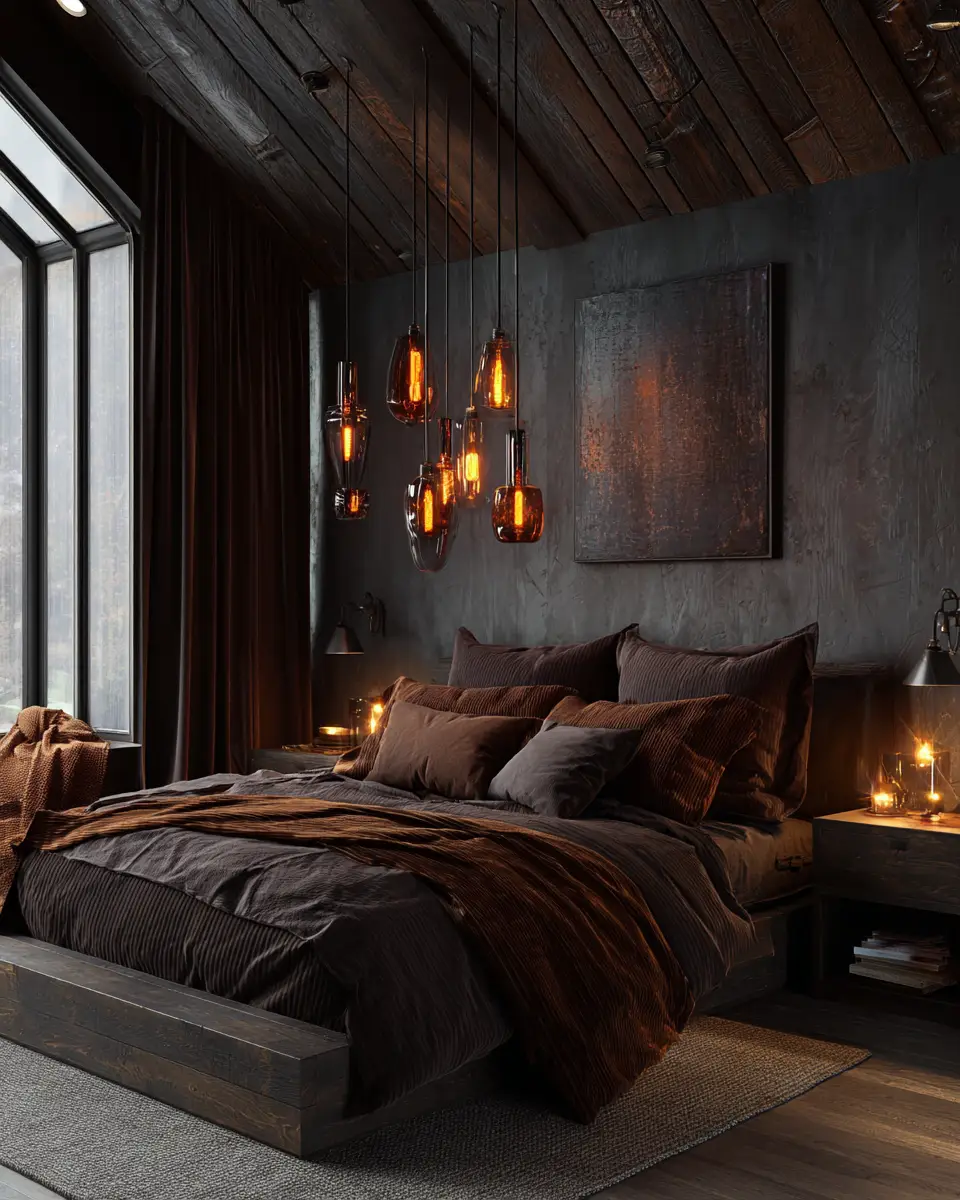 Chocolate Brown Rustic Bedroom Decor Ideas
