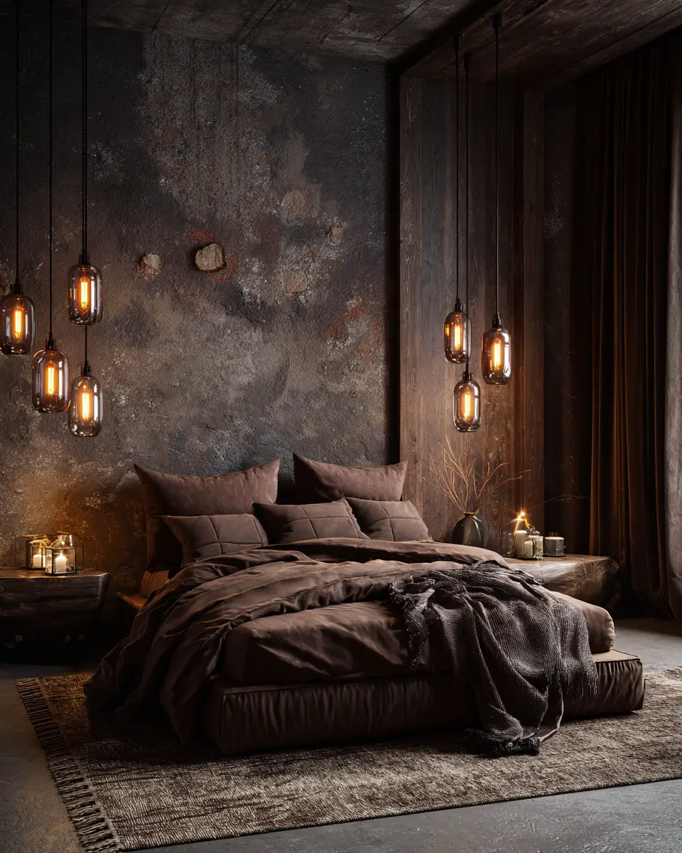 Chocolate Brown Rustic Bedroom Decor Ideas