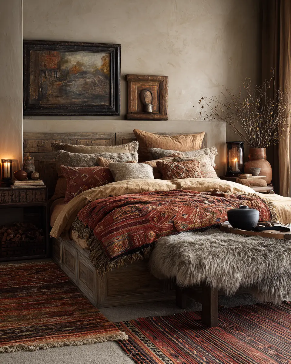 Chocolate Brown Rustic Bedroom Decor Ideas
