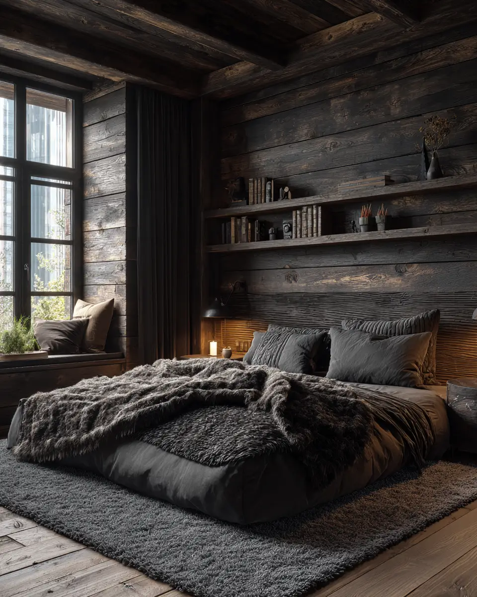 Chocolate Brown Rustic Bedroom Decor Ideas