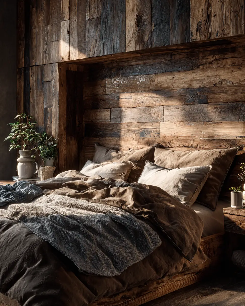 Chocolate Brown Rustic Bedroom Decor Ideas