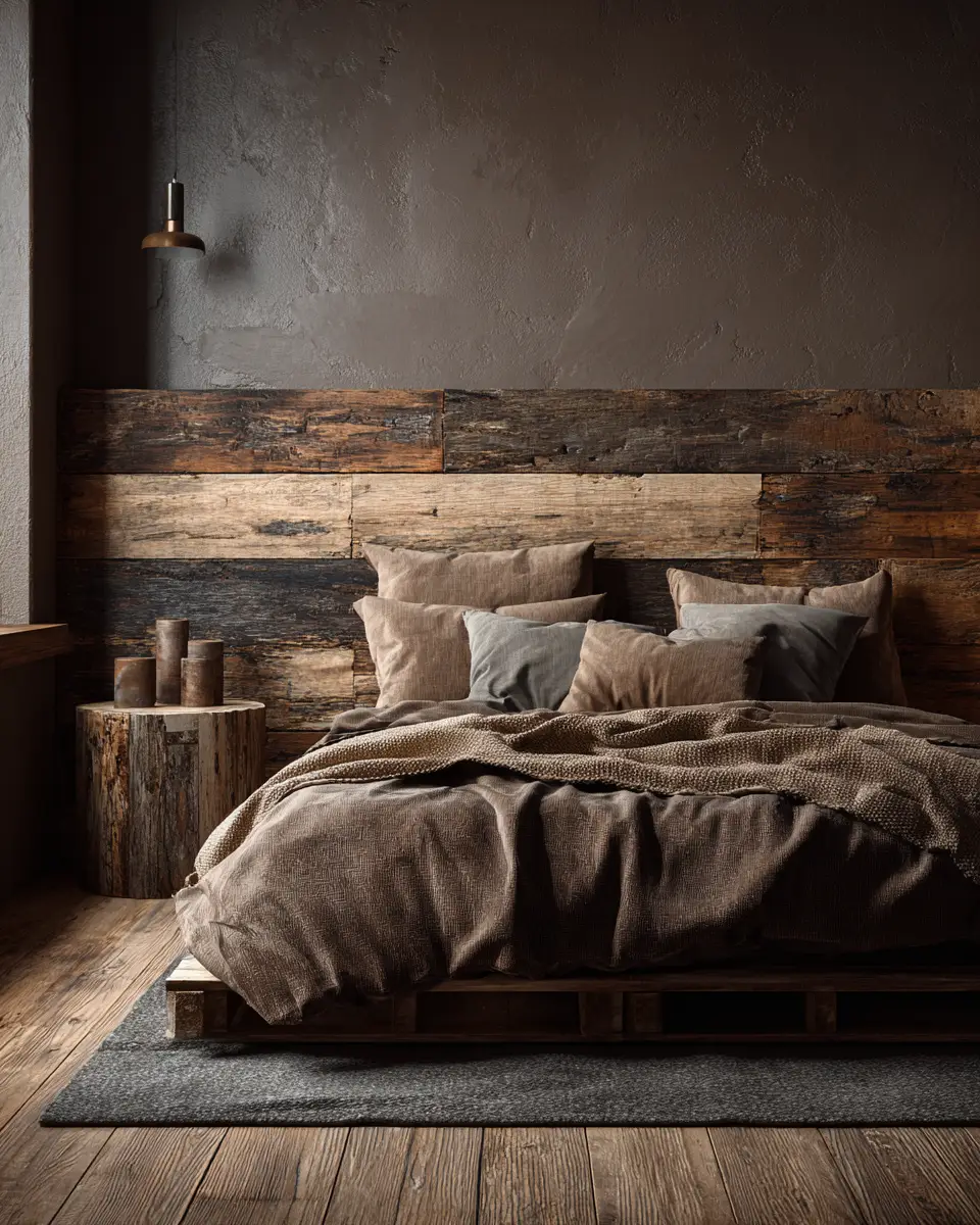 Chocolate Brown Rustic Bedroom Decor Ideas