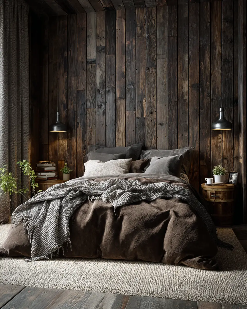 Chocolate Brown Rustic Bedroom Decor Ideas