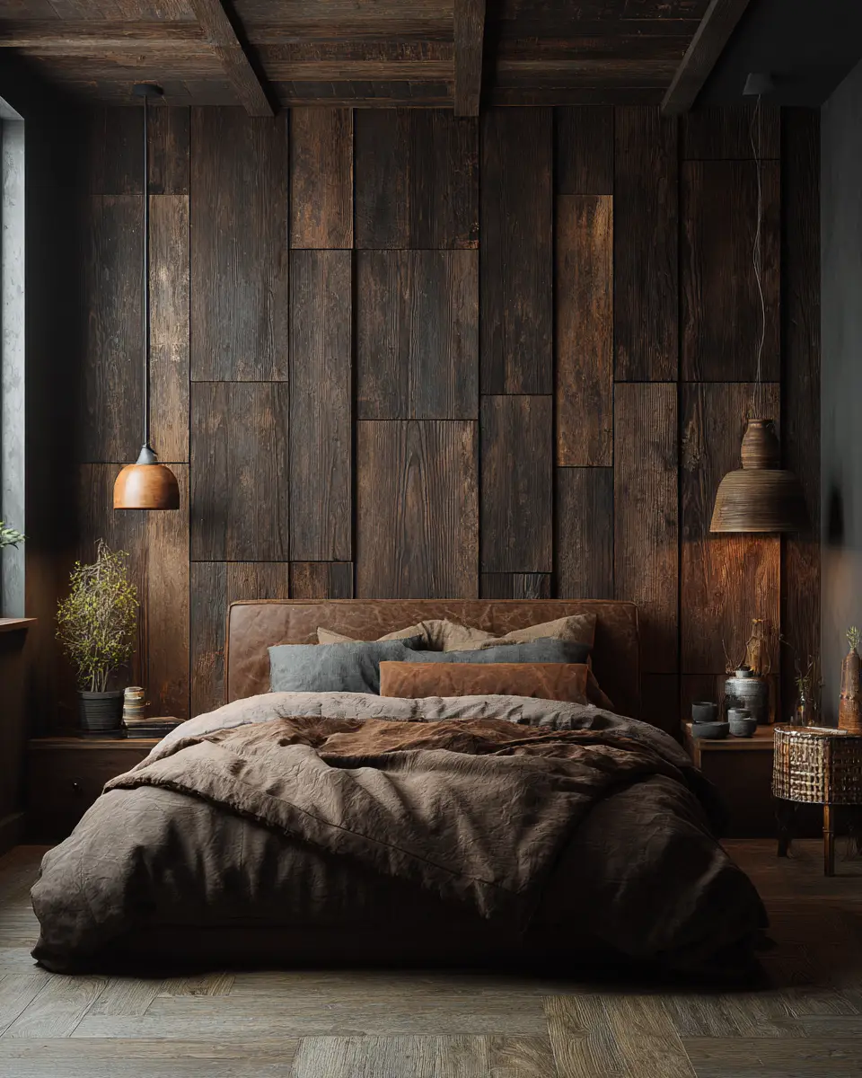 Chocolate Brown Rustic Bedroom Decor Ideas