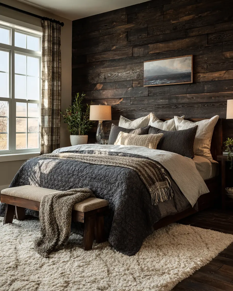 Chocolate Brown Rustic Bedroom Decor Ideas