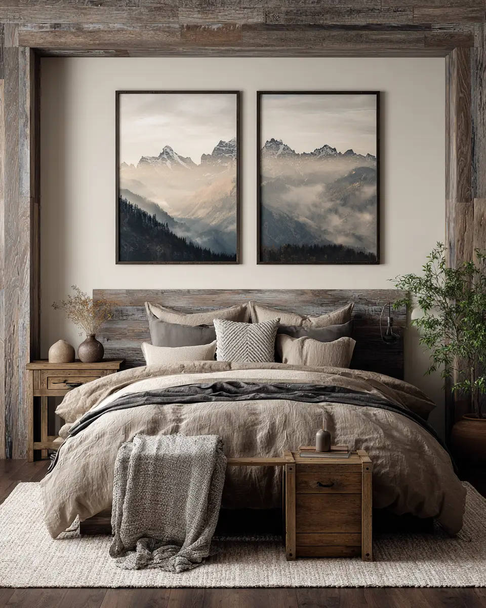 Chocolate Brown Rustic Bedroom Decor Ideas