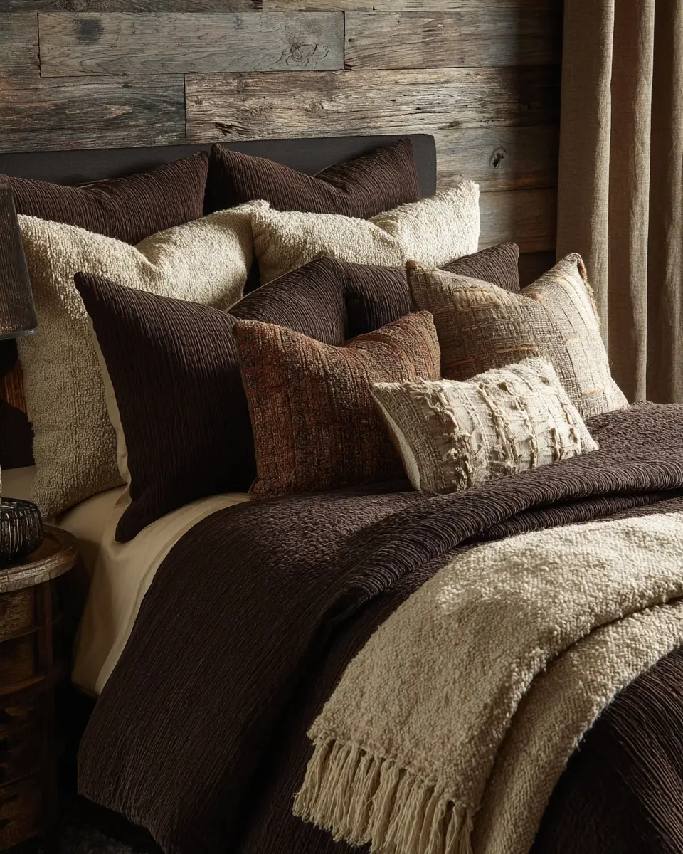 Chocolate Brown Rustic Bedroom Decor Ideas