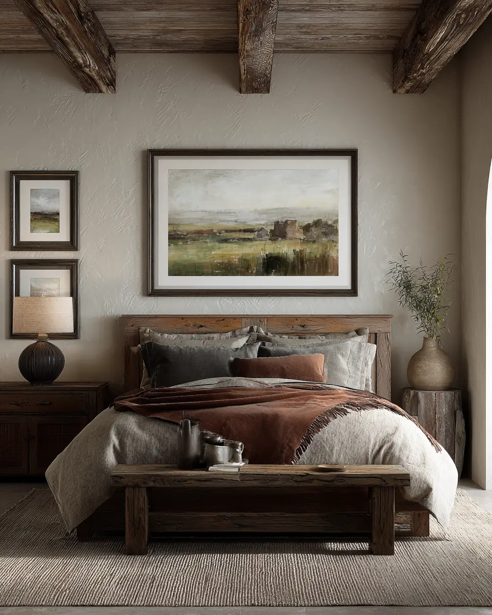 Chocolate Brown Rustic Bedroom Decor Ideas