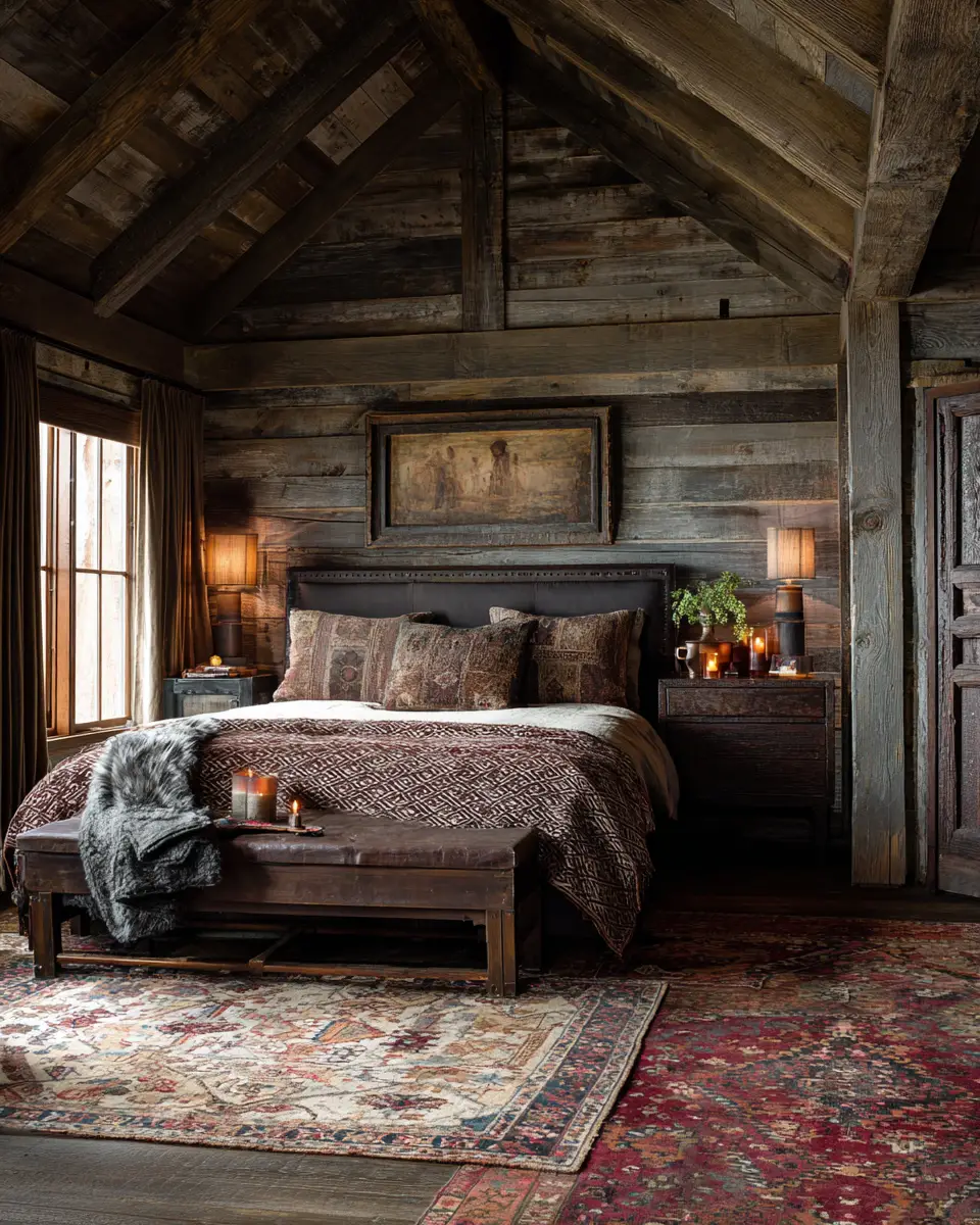 Chocolate Brown Rustic Bedroom Decor Ideas