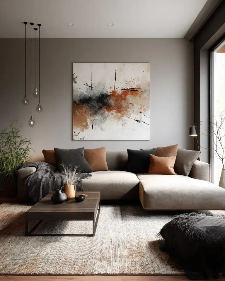 Chocolate Brown Scandinavian Living Room Decor Ideas - Featured