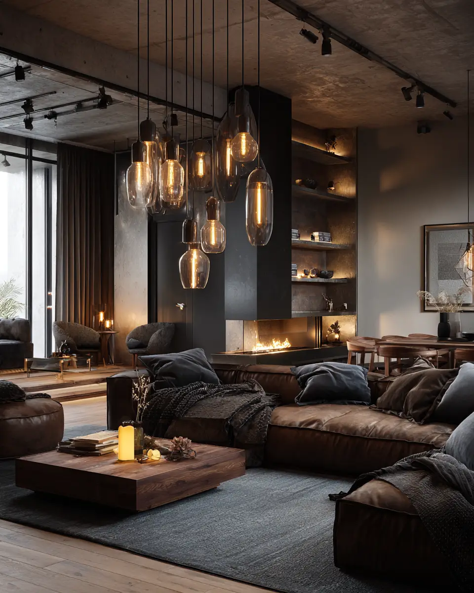 Chocolate Brown Scandinavian Living Room Decor Ideas