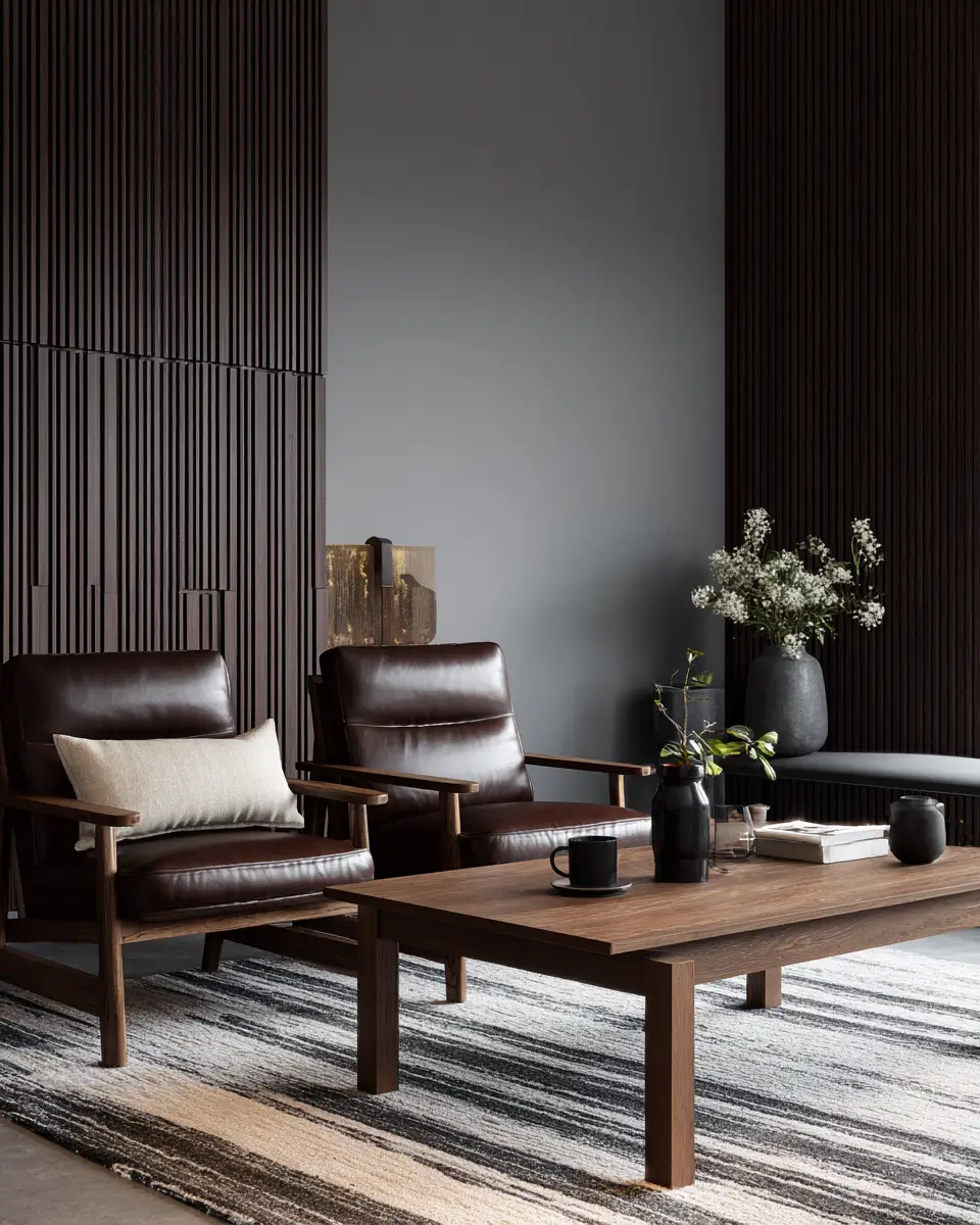 Chocolate Brown Scandinavian Living Room Decor Ideas