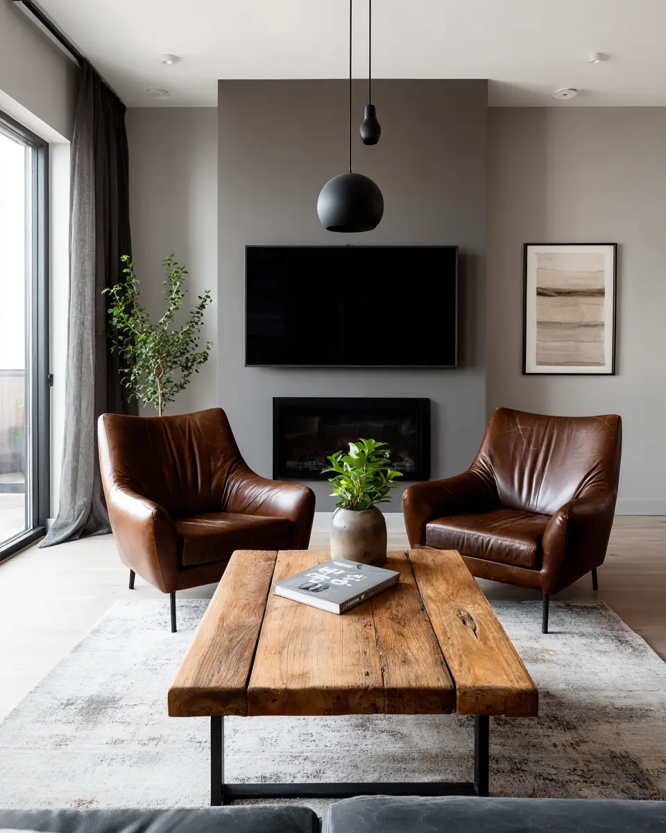 Chocolate Brown Scandinavian Living Room Decor Ideas