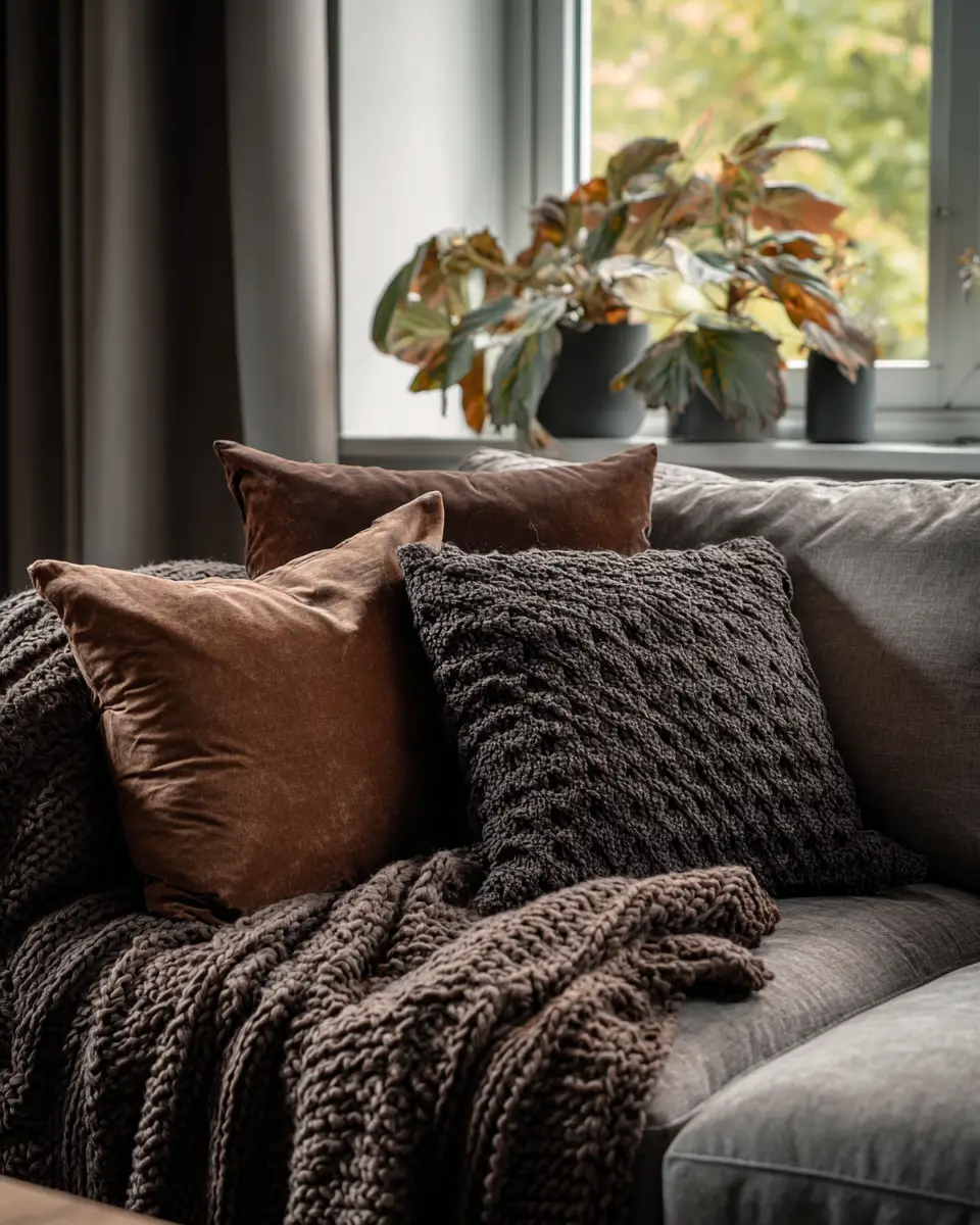 Chocolate Brown Scandinavian Living Room Decor Ideas