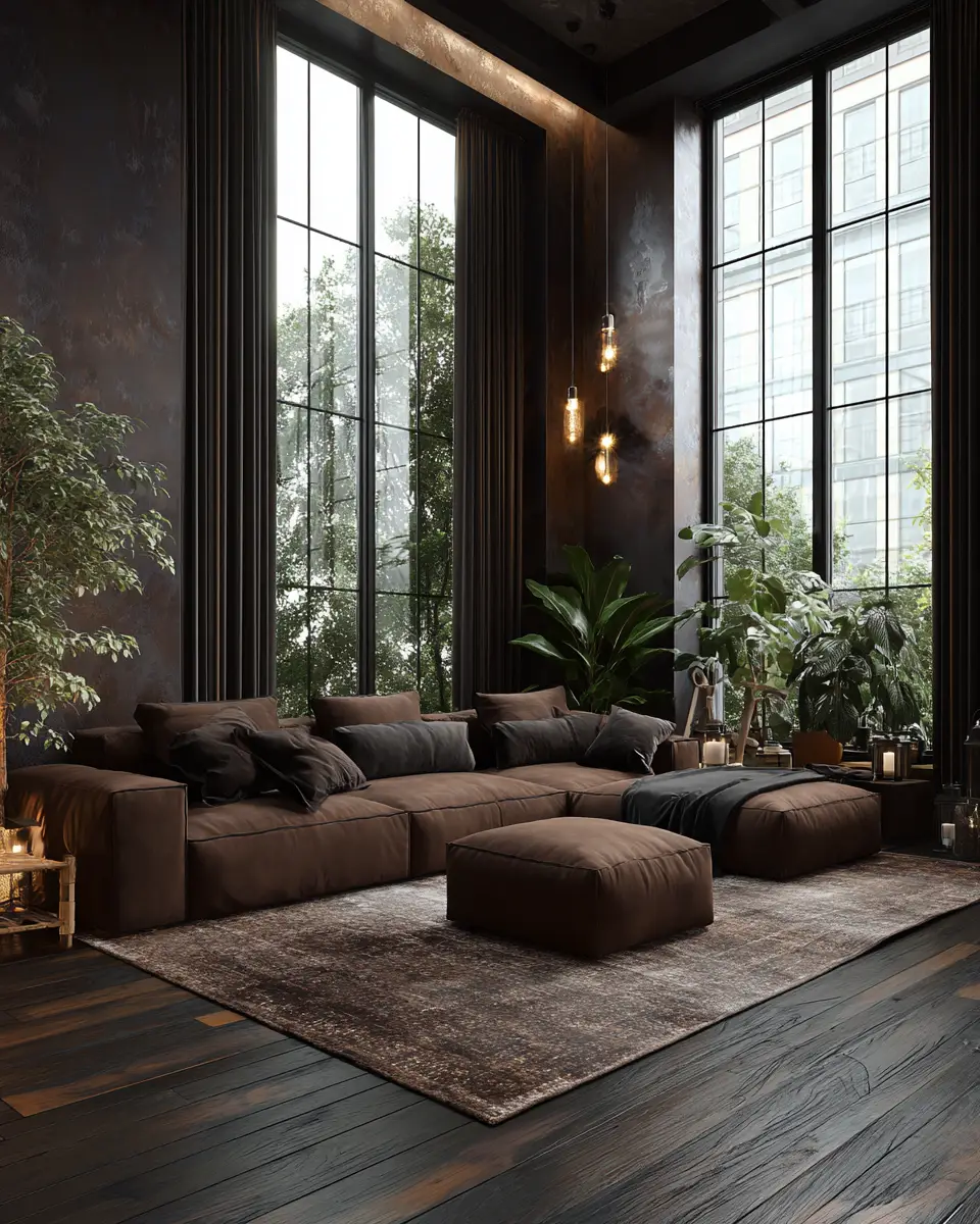 Chocolate Brown Scandinavian Living Room Decor Ideas