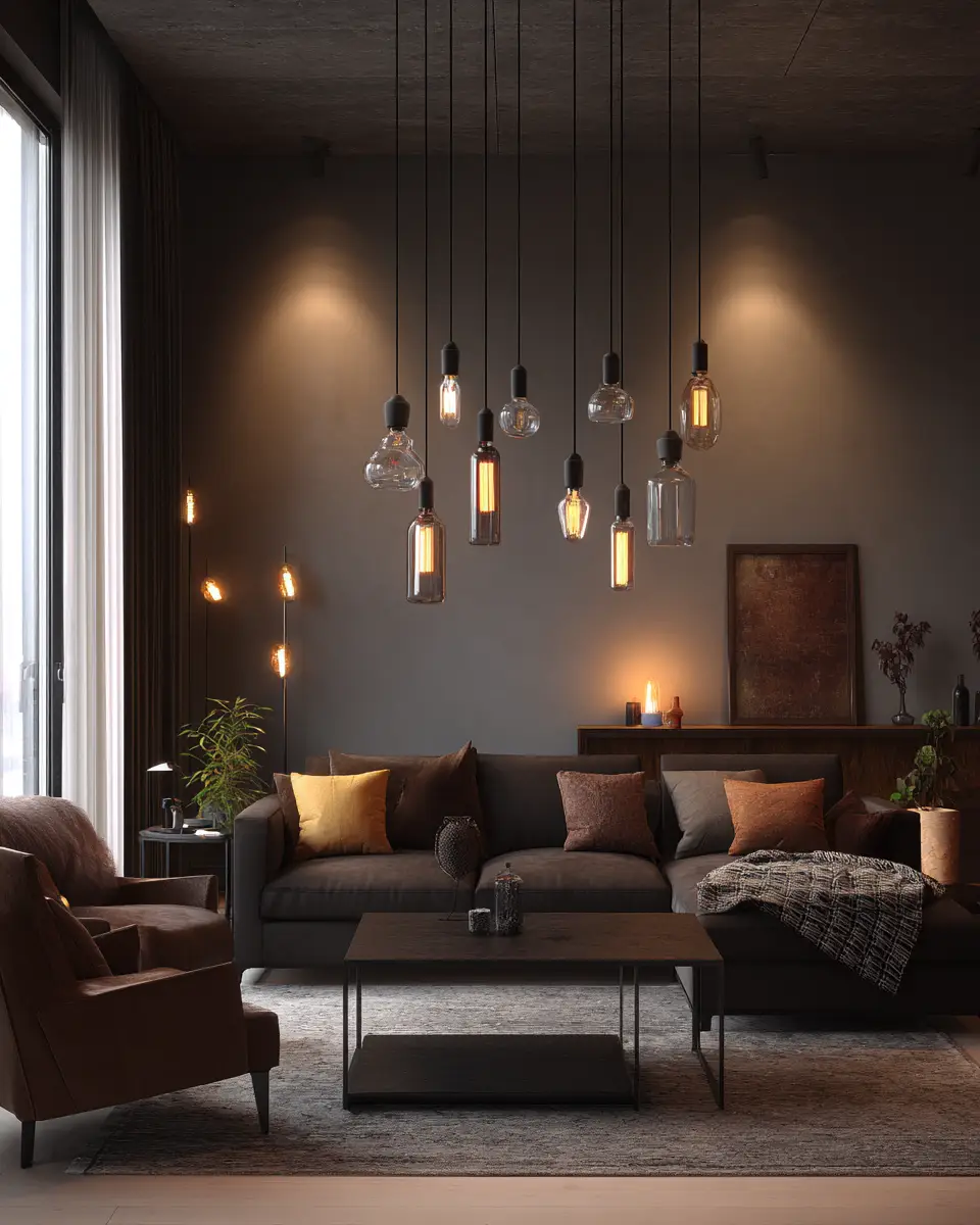 Chocolate Brown Scandinavian Living Room Decor Ideas