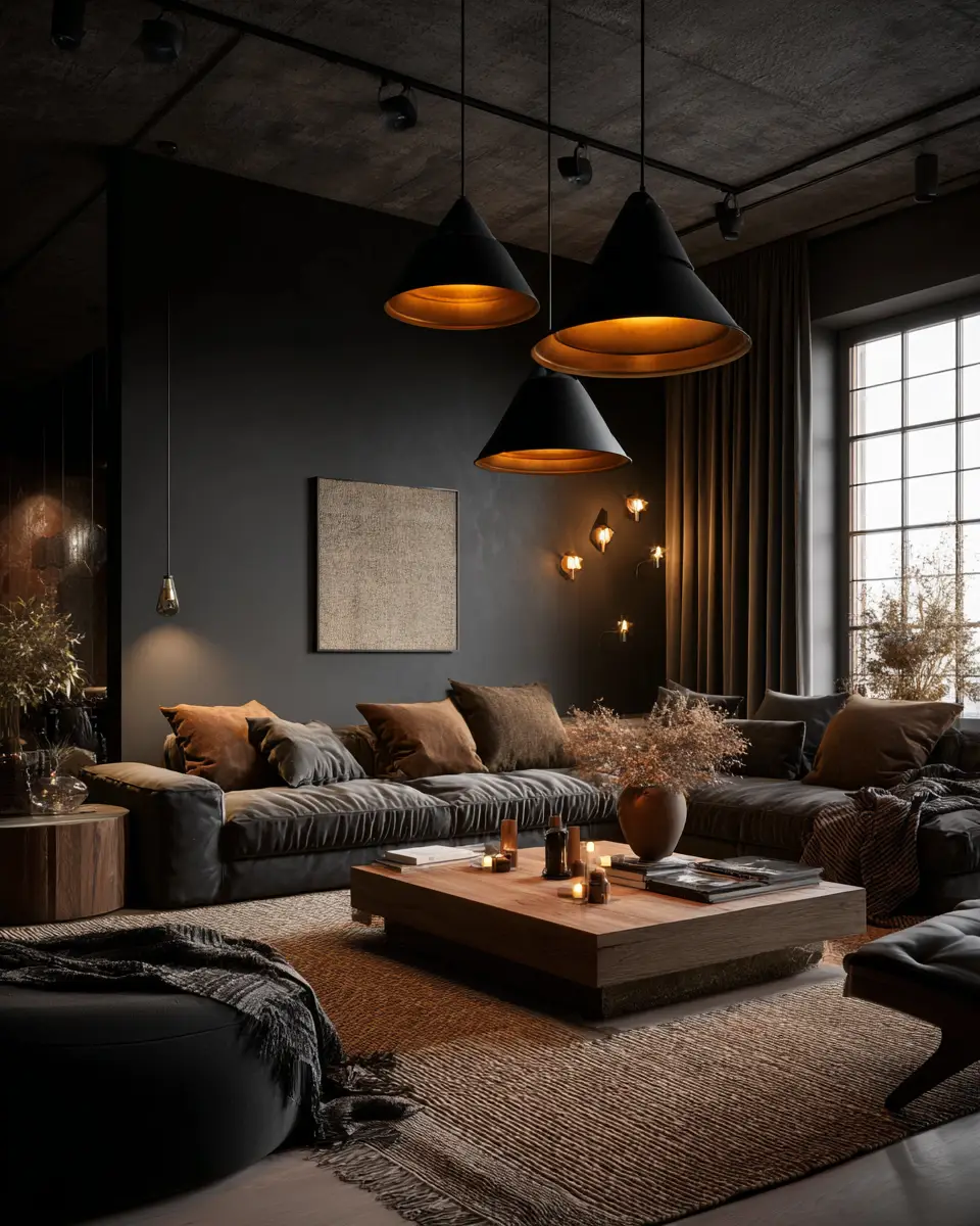 Chocolate Brown Scandinavian Living Room Decor Ideas