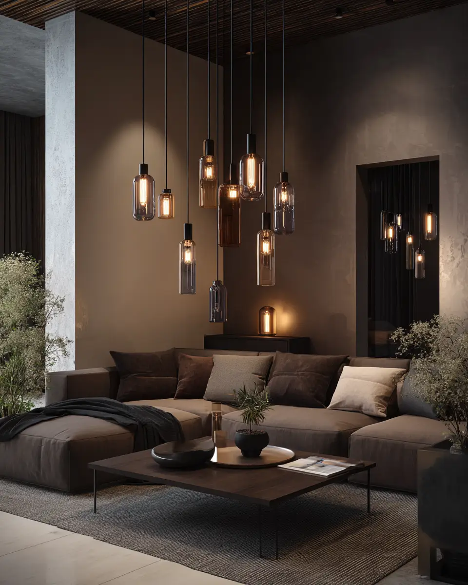 Chocolate Brown Scandinavian Living Room Decor Ideas