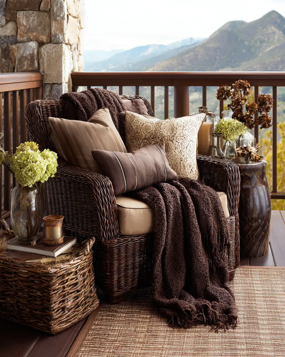 Chocolate Brown Traditional Balcony Decor Ideas