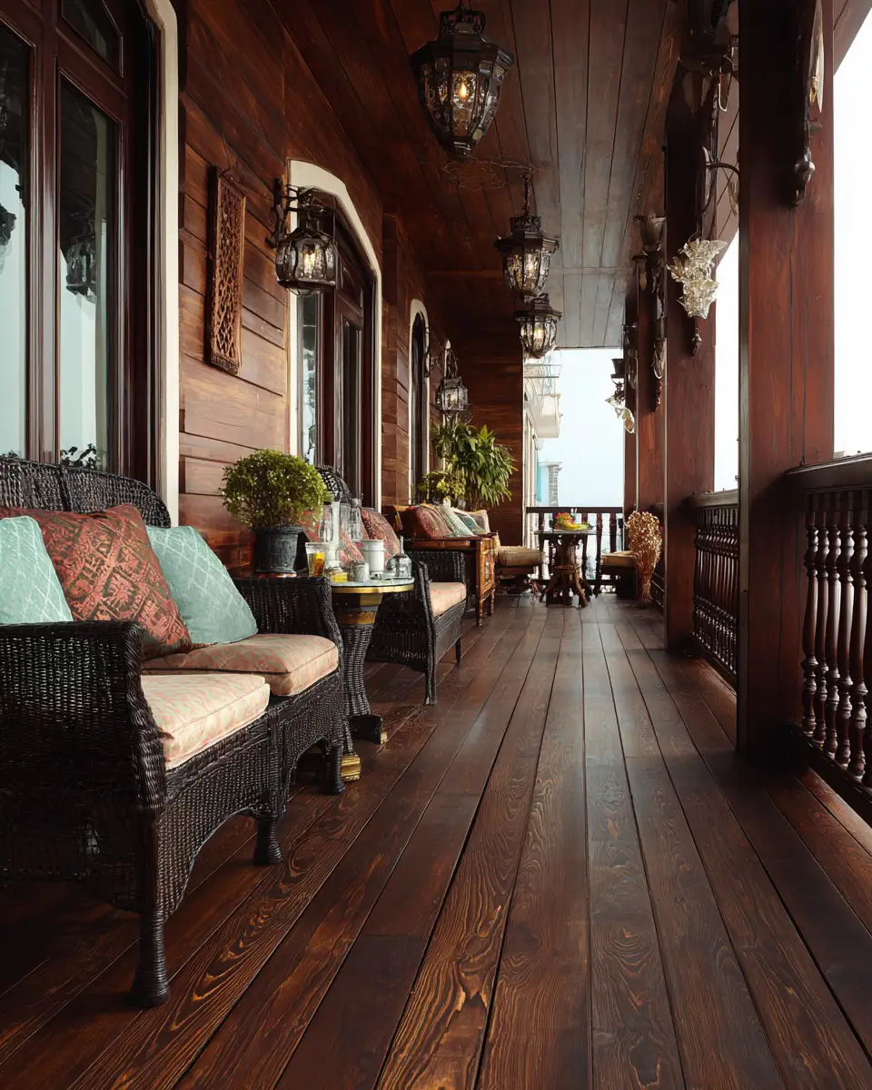 Chocolate Brown Traditional Balcony Decor Ideas