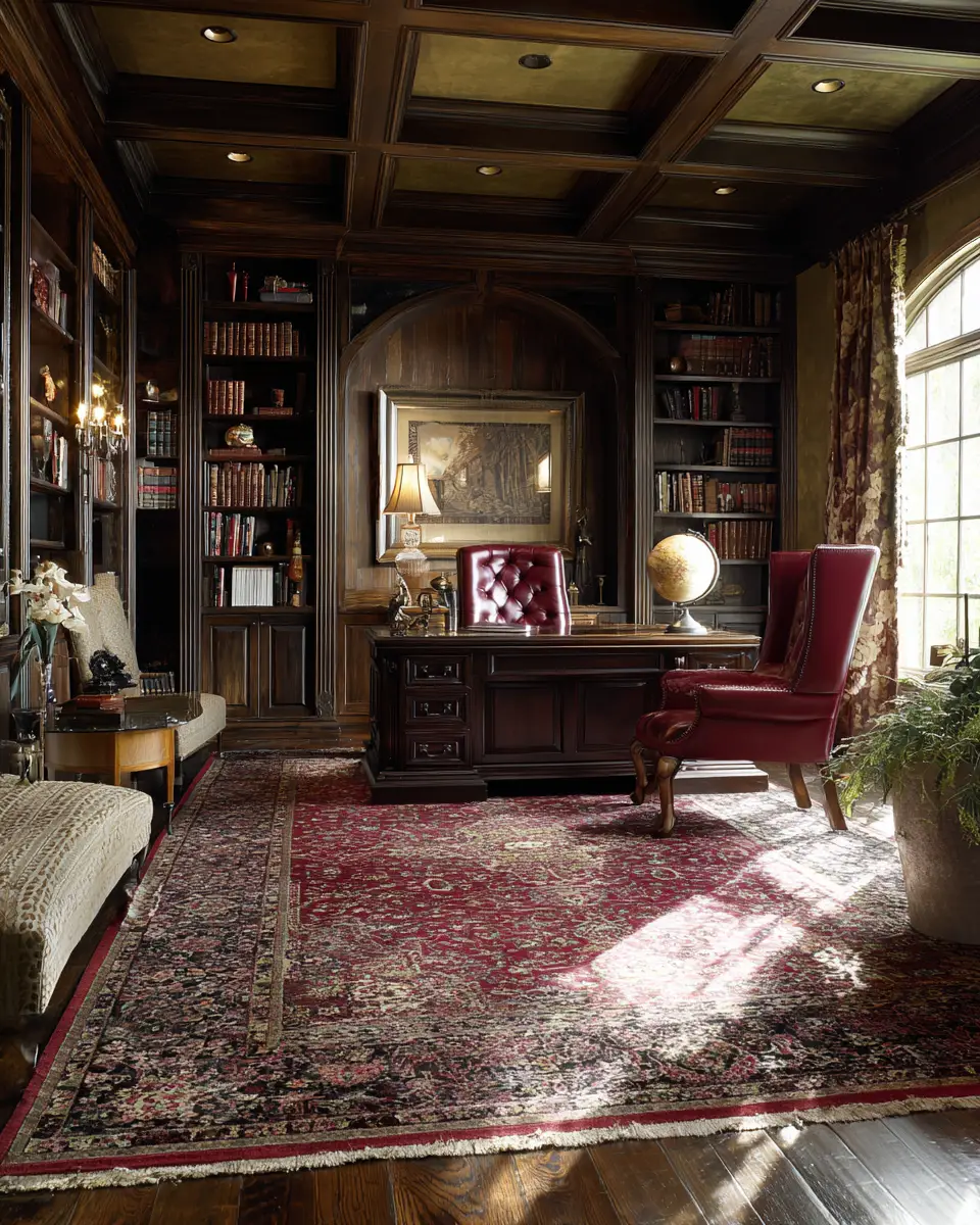 Chocolate Brown Traditional Home Office Decor Ideas