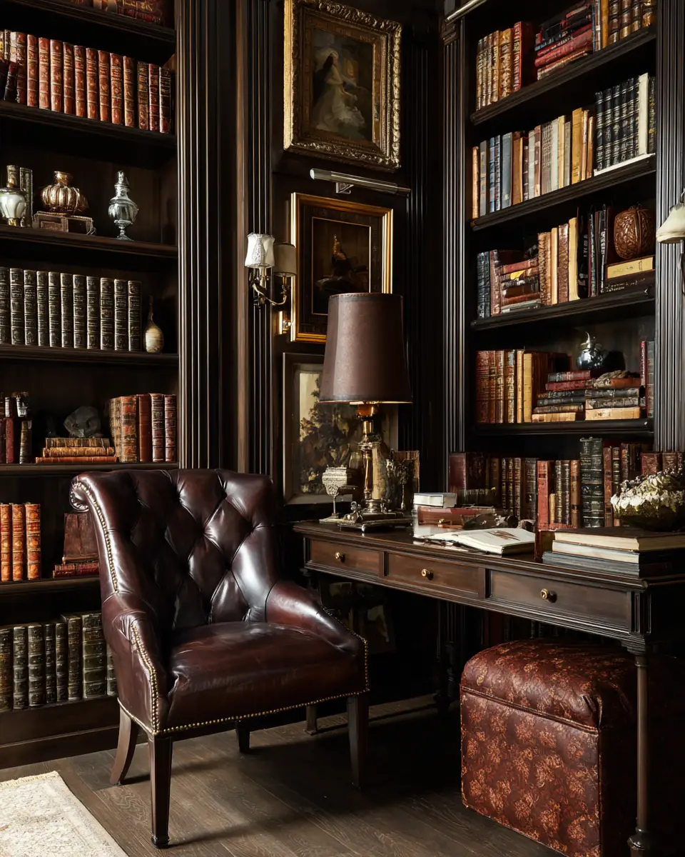 Chocolate Brown Traditional Home Office Decor Ideas